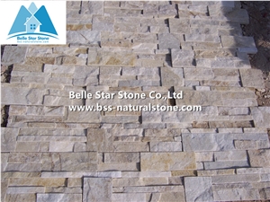 Off-White Quartzite S Cut Ledgestone,Ivory Quartzite Culture Stone,Milk Cream Quartzite Thin Stone Veneer,Natural Stacked Stone,Quartzite Stone Wall Panels,S Cut Stone Cladding,Ivory Wall Stone
