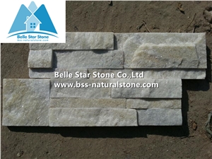 Off-White Quartzite S Cut Ledgestone,Ivory Quartzite Culture Stone,Milk Cream Quartzite Thin Stone Veneer,Natural Stacked Stone,Quartzite Stone Wall Panels,S Cut Stone Cladding,Ivory Wall Stone