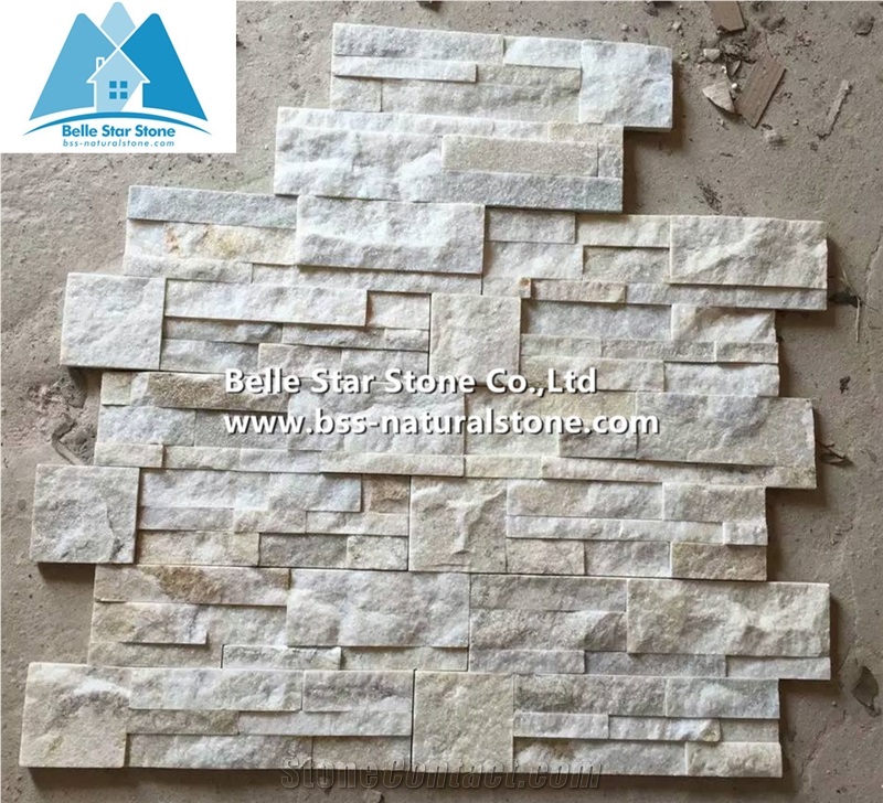 Off-White Quartzite S Cut Ledgestone,Ivory Quartzite Culture Stone,Milk Cream Quartzite Thin Stone Veneer,Natural Stacked Stone,Quartzite Stone Wall Panels,S Cut Stone Cladding,Ivory Wall Stone