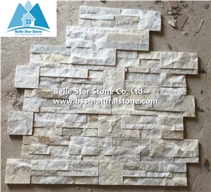 Off-White Quartzite S Cut Ledgestone,Ivory Quartzite Culture Stone,Milk Cream Quartzite Thin Stone Veneer,Natural Stacked Stone,Quartzite Stone Wall Panels,S Cut Stone Cladding,Ivory Wall Stone