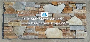 Oyster Mixed Grey Slate Cemented Stacked Stone,Natural Z Clad Stone Cladding,White Gold Quartzite Mixed Grey Slate Culture Stone,Quartzite & Slate Ledgestone,Stone Panel with Concrete Back,Real Stone