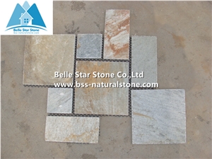 Oyster Split Face Meshed Flagstone,Desert Gold Quartzite Flagstone Walkway Pavers,Golden Honey Quartzite Flagstone Paving,Silver Sunset Quartzite Flagstone Patio,Gold White Quartzite Flagstone