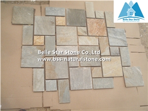 Oyster Split Face Meshed Flagstone,Desert Gold Quartzite Flagstone Walkway Pavers,Golden Honey Quartzite Flagstone Paving,Silver Sunset Quartzite Flagstone Patio,Gold White Quartzite Flagstone