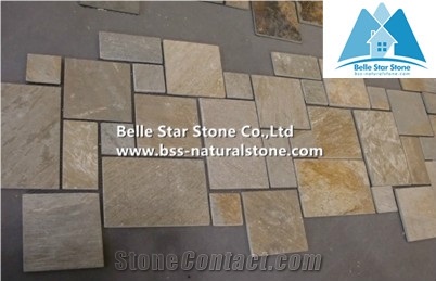 Oyster Split Face Meshed Flagstone,Desert Gold Quartzite Flagstone Walkway Pavers,Golden Honey Quartzite Flagstone Paving,Silver Sunset Quartzite Flagstone Patio,Gold White Quartzite Flagstone