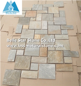 Oyster Split Face Meshed Flagstone,Desert Gold Quartzite Flagstone Walkway Pavers,Golden Honey Quartzite Flagstone Paving,Silver Sunset Quartzite Flagstone Patio,Gold White Quartzite Flagstone