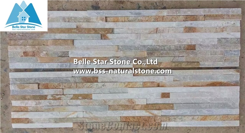 Oyster Split Face Mini Stacked Stone,Desert Gold Quartzite Mini Ledgestone,Golden Honey Quartzite Waterfall Shape Stone Cladding,Silver Sunset Quartzite Mini Stone Panel,Gold White Mini Stone Veneer