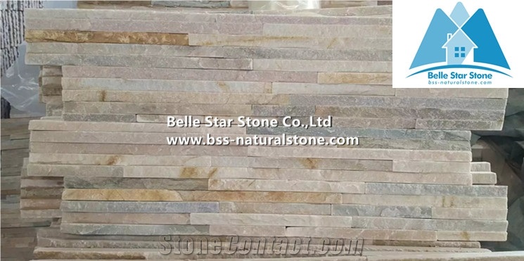 Oyster Split Face Mini Stacked Stone,Desert Gold Quartzite Mini Ledgestone,Golden Honey Quartzite Waterfall Shape Stone Cladding,Silver Sunset Quartzite Mini Stone Panel,Gold White Mini Stone Veneer
