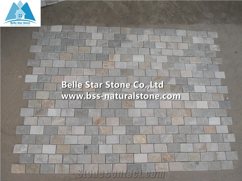 Oyster Split Face Mosaic,Desert Gold Quartzite Wall Mosaic,Golden Honey Quartzite Mosaic Wall Tiles,Silver Sunset Quartzite Mosaic Pattern,White Gold Quartzite Floor Mosaic,Natural Stone Mosaic