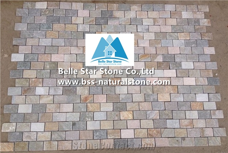 Oyster Split Face Mosaic,Desert Gold Quartzite Wall Mosaic,Golden Honey Quartzite Mosaic Wall Tiles,Silver Sunset Quartzite Mosaic Pattern,White Gold Quartzite Floor Mosaic,Natural Stone Mosaic