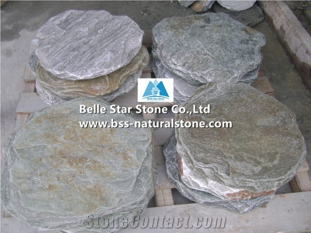Oyster Split Face Quartzite Round Stepping Stones,Silver Sunset Quartzite Paving Sets,Natural Stone Garden Stepping Pavements,Ivory Patio Pavers,Oyster Slate Walkway Pavers,Courtyard Pavers