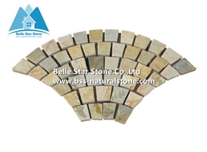 Oyster Split Face Slate Fan Pattern Meshed Flagstone,Desert Gold Quartzite Flagstone Patios,Golden Honey Quartzite Flagstone Driveway,Silver Sunset Quartzite Flagstone Pavers,White Gold Flagstone