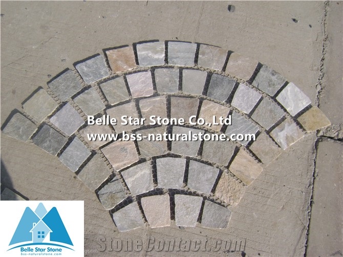 Oyster Split Face Slate Fan Pattern Meshed Flagstone,Desert Gold Quartzite Flagstone Patios,Golden Honey Quartzite Flagstone Driveway,Silver Sunset Quartzite Flagstone Pavers,White Gold Flagstone