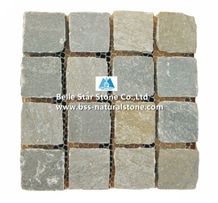 Oyster Split Face Slate Meshed Cube Stone,Desert Gold Quartzite Flagstone Driveway Pavers,Silver Sunset Quartzite Flagstone Paving Sets,Golden White Quartzite Flagstone Courtyard Paver,Flagstone Patio