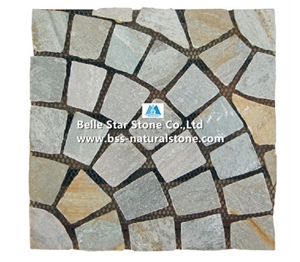 Oyster Split Face Slate Meshed Flagstone,Desert Gold Quartzite Flagstone Driveway,White Gold Flagstone Walkway,Silver Sunset Quartzite Flagstone Patio Pavers,Flagstone Wall,Flagstone Courtyard