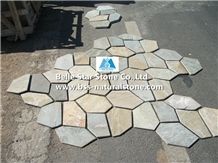 Oyster Split Face Slate Meshed Flagstone,Desert Gold Quartzite Flagstone Walkway,Silver Sunset Quartzite Flagstone Patios,White Gold Quartzite Flagstone Courtyard Pavers,Gold Honey Quartzite Flagstone