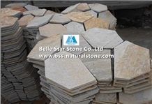 Oyster Split Face Slate Meshed Flagstone,Desert Gold Quartzite Flagstone Walkway,Silver Sunset Quartzite Flagstone Patios,White Gold Quartzite Flagstone Courtyard Pavers,Gold Honey Quartzite Flagstone
