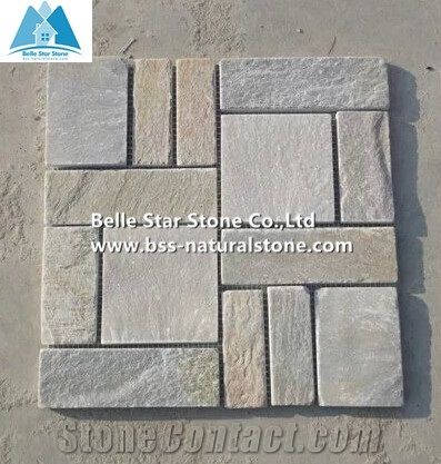Oyster Split Face Slate Mosaic,Desert Gold Quartzite Mosaic Wall,Golden Honey Quartzite Floor Mosaic,White Gold Quartzite Mosaic Pattern,Silver Sunset Quartzite Mosaic Tiles,Interior Wall Stone Mosaic