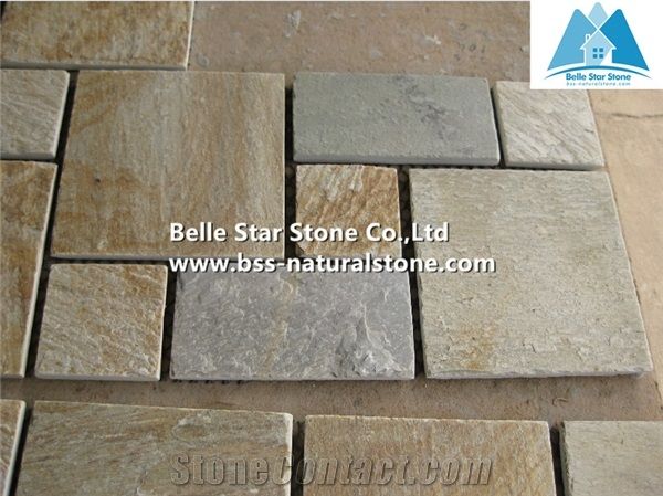 Oyster Split Face Slate Mosaic,Desert Gold Quartzite Mosaic Wall,Golden Honey Quartzite Floor Mosaic,White Gold Quartzite Mosaic Pattern,Silver Sunset Quartzite Mosaic Tiles,Interior Wall Stone Mosaic