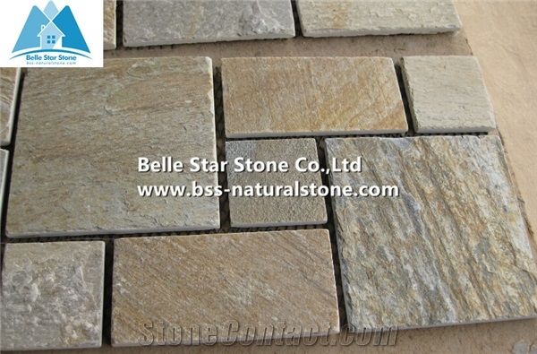 Oyster Split Face Slate Mosaic,Desert Gold Quartzite Mosaic Wall,Golden Honey Quartzite Floor Mosaic,White Gold Quartzite Mosaic Pattern,Silver Sunset Quartzite Mosaic Tiles,Interior Wall Stone Mosaic