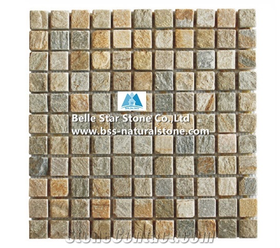 Oyster Split Face Slate Mosaic,Desert Gold Quartzite Wall Mosaic,Silver Sunset Quartzite Mosaic Pattern,Golden Honey Quartzite Floor Mosaic,White Gold Quartzite Mosaic Tiles,Oyster Stone Mosaic