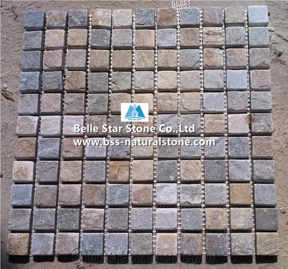 Oyster Split Face Slate Mosaic,Desert Gold Quartzite Wall Mosaic,Silver Sunset Quartzite Mosaic Pattern,Golden Honey Quartzite Floor Mosaic,White Gold Quartzite Mosaic Tiles,Oyster Stone Mosaic