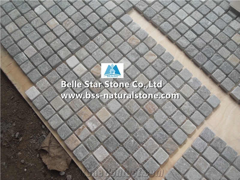 Oyster Split Face Slate Mosaic,Desert Gold Quartzite Wall Mosaic,Silver Sunset Quartzite Mosaic Pattern,Golden Honey Quartzite Floor Mosaic,White Gold Quartzite Mosaic Tiles,Oyster Stone Mosaic
