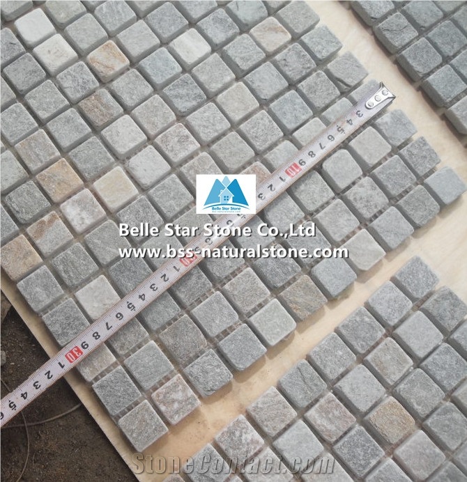 Oyster Split Face Slate Mosaic,Desert Gold Quartzite Wall Mosaic,Silver Sunset Quartzite Mosaic Pattern,Golden Honey Quartzite Floor Mosaic,White Gold Quartzite Mosaic Tiles,Oyster Stone Mosaic