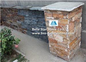 Oyster Split Face Slate Wall Caps,Desert Gold Quartzite Pillar Caps,Honey Golden Quartzite Wall Coping Stone,White Gold Quartzite Column Caps,Silver Sunset Quartzite Wall Top Stone,Gate Post Caps
