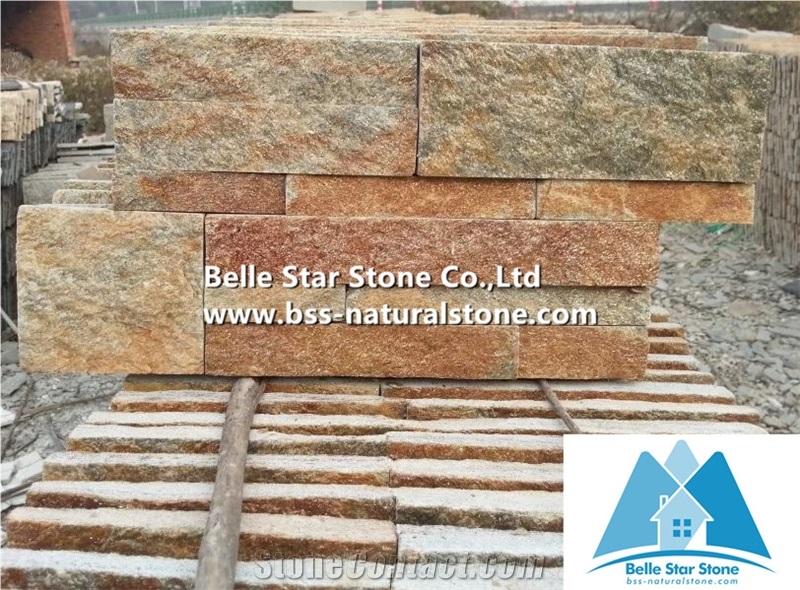 Rustic Quartzite 18X35 S Clad Stacked Stone, Natural Culture Stone,Multi Color Ledgestone Panels,Rustic Thin Stone Veneer,Outdoor Wall Stone Panel,Indoor S Cut Stone Cladding
