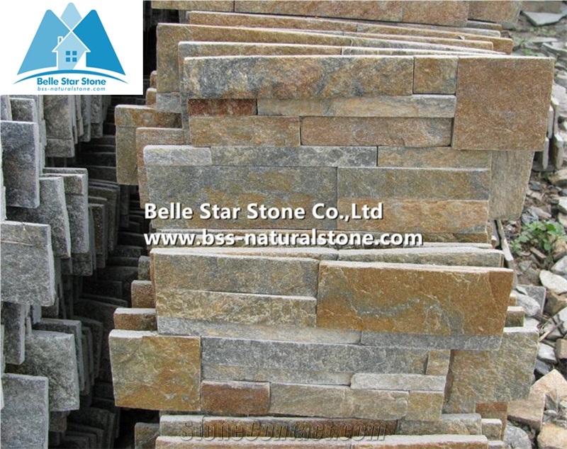Rustic Quartzite 18X35 S Clad Stacked Stone, Natural Culture Stone,Multi Color Ledgestone Panels,Rustic Thin Stone Veneer,Outdoor Wall Stone Panel,Indoor S Cut Stone Cladding