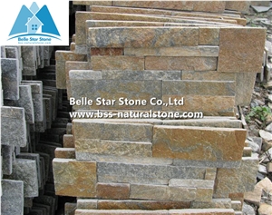 Rustic Quartzite 18X35 S Clad Stacked Stone, Natural Culture Stone,Multi Color Ledgestone Panels,Rustic Thin Stone Veneer,Outdoor Wall Stone Panel,Indoor S Cut Stone Cladding