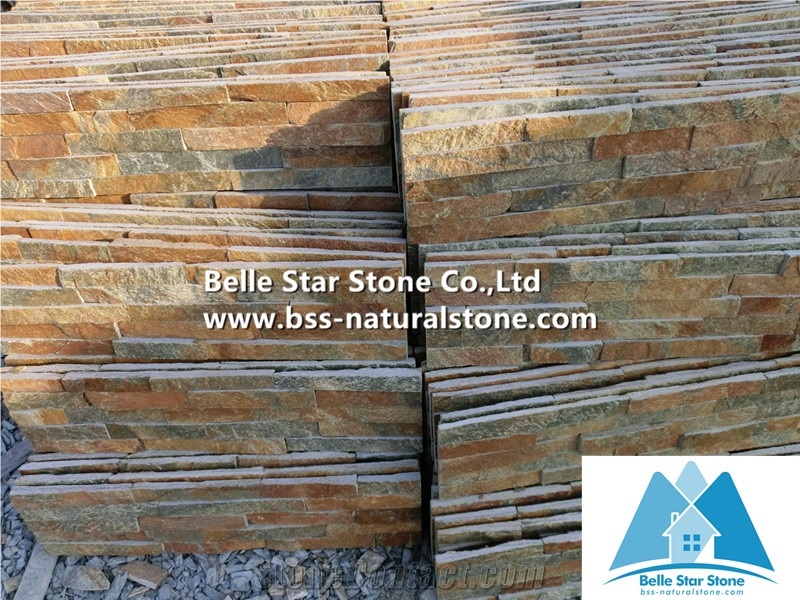 Rustic Quartzite Stone Cladding,Multicolor Quartzite Stacked Stone,Silver Sunset Quartzite Culture Stone,Natural Thin Stone Veneer,Outdoor Quartzite Ledge Stone,Indoor Stone Wall Panel