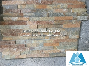 Rustic Quartzite Stone Cladding,Multicolor Quartzite Stacked Stone,Silver Sunset Quartzite Culture Stone,Natural Thin Stone Veneer,Outdoor Quartzite Ledge Stone,Indoor Stone Wall Panel