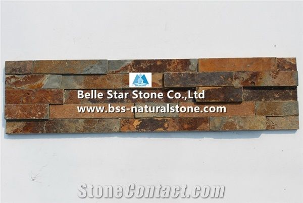 Rusty Split Face Slate Culture Stone,Multicolour Riven Slate Stacked Stone,Copper Rust Slate Stone Panel,Autumn Rose Slate Stone Cladding,Sunset Slate Ledgestone,Natural Ledger Panels,Split Face Wall