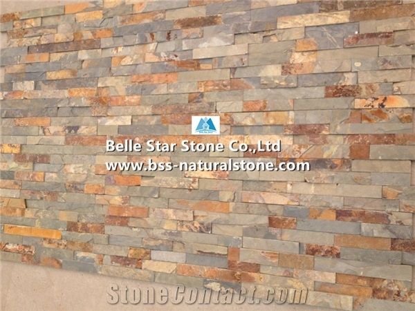 Rusty Split Face Slate Culture Stone,Multicolour Riven Slate Stacked Stone,Copper Rust Slate Stone Panel,Autumn Rose Slate Stone Cladding,Sunset Slate Ledgestone,Natural Ledger Panels,Split Face Wall