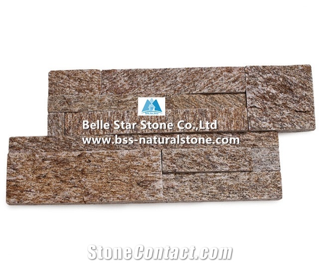 Sesame Yellow Granite S Cut Stone Cladding,Tiger Skin Yellow Granite Culture Stone,Yellow Granite Stacked Stone,18x35 Thin Stone Veneer,Granite Stone Wall Panel,Yellow Granite Ledger Stone