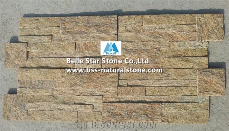 Sesame Yellow Granite S Cut Stone Cladding,Tiger Skin Yellow Granite Culture Stone,Yellow Granite Stacked Stone,18x35 Thin Stone Veneer,Granite Stone Wall Panel,Yellow Granite Ledger Stone