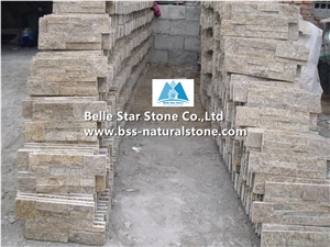 Sesame Yellow Granite S Cut Stone Cladding,Tiger Skin Yellow Granite Culture Stone,Yellow Granite Stacked Stone,18x35 Thin Stone Veneer,Granite Stone Wall Panel,Yellow Granite Ledger Stone
