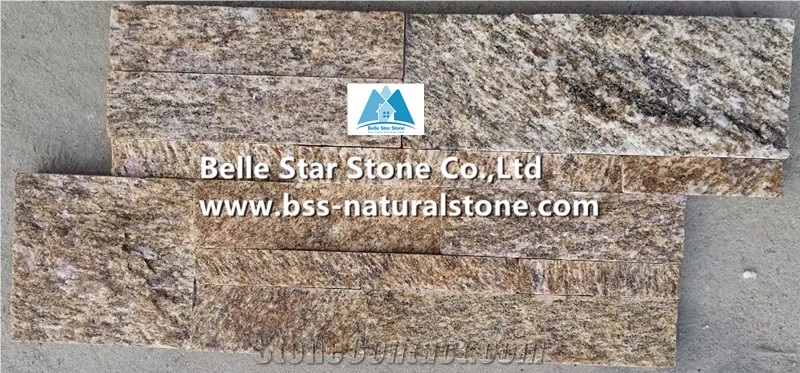 Sesame Yellow Granite S Cut Stone Cladding,Tiger Skin Yellow Granite Culture Stone,Yellow Granite Stacked Stone,18x35 Thin Stone Veneer,Granite Stone Wall Panel,Yellow Granite Ledger Stone
