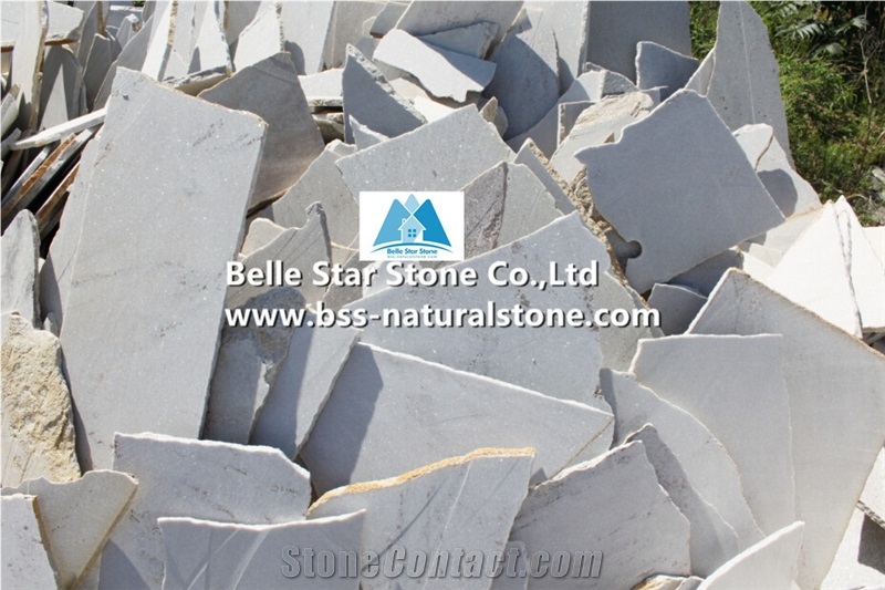 Snow White Quartzite Random Flagstone,Super White Irregular Flagstone,Quartzite Crazy Stone,White Random Stone,Natural Random Flagstone Wall,White Flagstone Walkway Pavers,Flagstone Patio,Flagstone