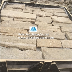 Tiger Skin Yellow Granite Fieldstone,Yellow Granite Thin Ledgestone,Yellow Granite Real Field Stone Veneer,Natural Random Stone Veneer,Granite Loose Ledgestone,Yellow Loose Pieces,Granite Wall Stone