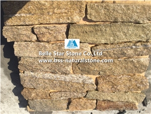 Tiger Skin Yellow Granite Fieldstone,Yellow Granite Thin Ledgestone,Yellow Granite Real Field Stone Veneer,Natural Random Stone Veneer,Granite Loose Ledgestone,Yellow Loose Pieces,Granite Wall Stone