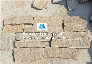 Tiger Skin Yellow Granite Fieldstone,Yellow Granite Thin Ledgestone,Yellow Granite Real Field Stone Veneer,Natural Random Stone Veneer,Granite Loose Ledgestone,Yellow Loose Pieces,Granite Wall Stone
