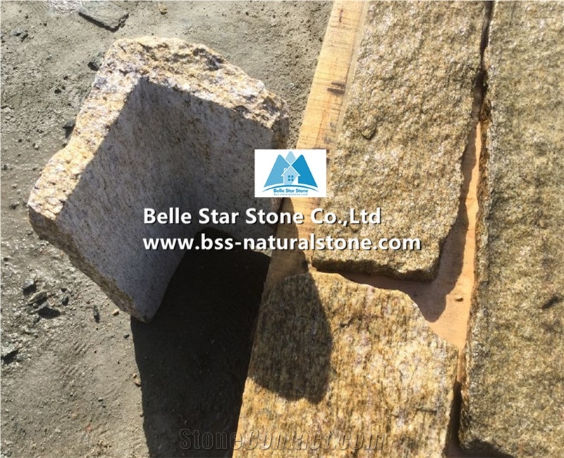 Tiger Skin Yellow Granite Fieldstone,Yellow Granite Thin Ledgestone,Yellow Granite Real Field Stone Veneer,Natural Random Stone Veneer,Granite Loose Ledgestone,Yellow Loose Pieces,Granite Wall Stone