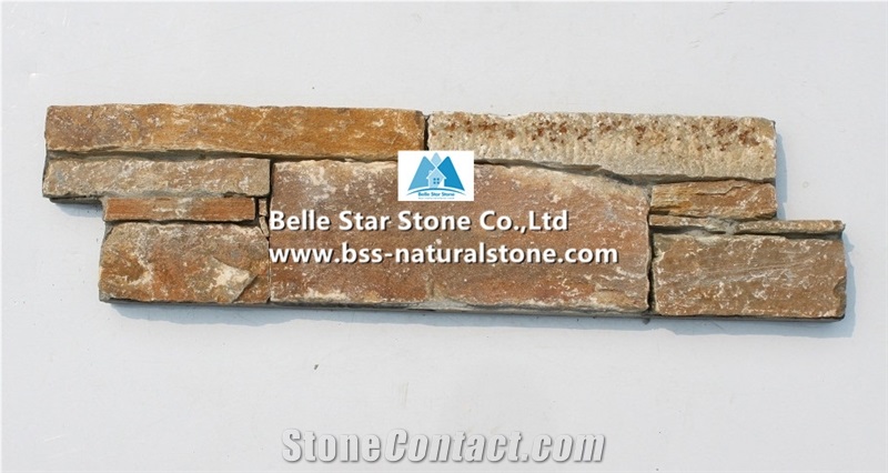 White Gold Quartzite Cemented Stacked Stone,Golden Honey Quartzite Stone Cladding,Beige Quartzite Stone Panel,Yellow Quartzite Stone Veneer,Natural Ledger Panels,Quartzite Wall Corner Stone