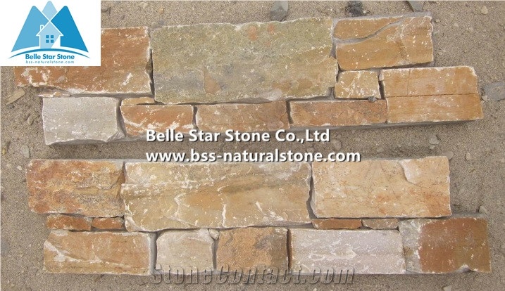 White Gold Quartzite Cemented Stacked Stone,Golden Honey Quartzite Stone Cladding,Beige Quartzite Stone Panel,Yellow Quartzite Stone Veneer,Natural Ledger Panels,Quartzite Wall Corner Stone