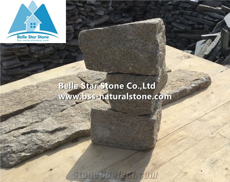 Yellow Granite Fieldstone Veneer,Sesame Yellow Slate Thin Ledgestone,Natural Field Stone Veneer,Landscaping Wall Irregular Stone,Yellow L Corner Stone,Loose Culture Stone,Random Stone Wall Cladding
