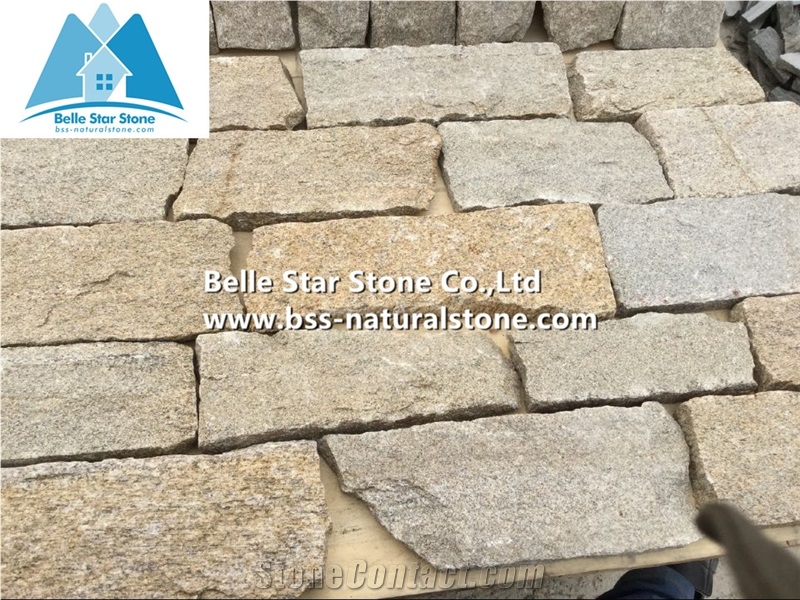 Yellow Granite Fieldstone Veneer,Sesame Yellow Slate Thin Ledgestone,Natural Field Stone Veneer,Landscaping Wall Irregular Stone,Yellow L Corner Stone,Loose Culture Stone,Random Stone Wall Cladding