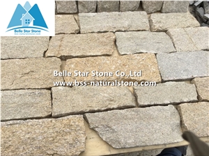 Yellow Granite Fieldstone Veneer,Sesame Yellow Slate Thin Ledgestone,Natural Field Stone Veneer,Landscaping Wall Irregular Stone,Yellow L Corner Stone,Loose Culture Stone,Random Stone Wall Cladding