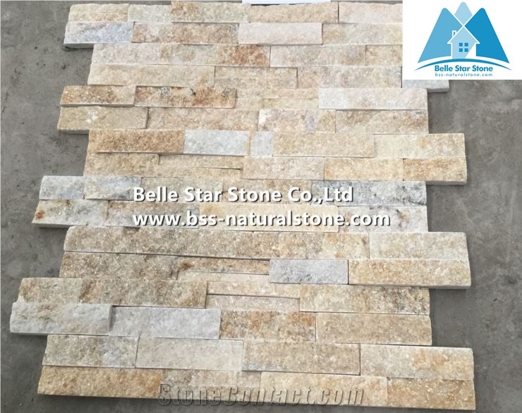 Yellow Jade Quartzite Stone Cladding,Quartzite Culture Stone,Yellow Stacked Stone,Natural Thin Stone Veneer,Outdoor Quartzite Ledgestone,Stone Wall Panels